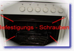 Befestigungsschrauben des Backofen in der Einbauküche